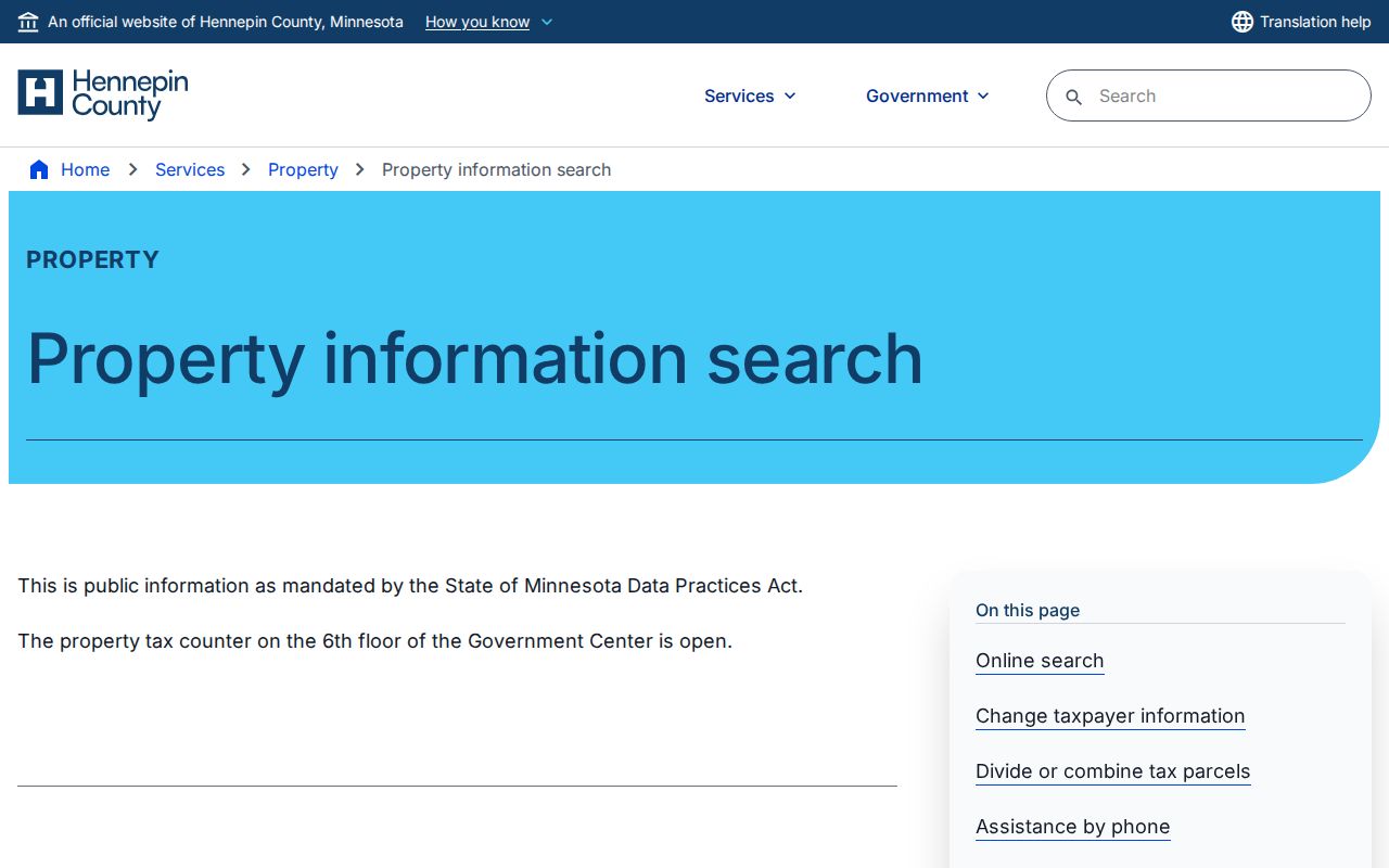 St. Louis Park residents directory property search fields in the Hennepin assessor guide