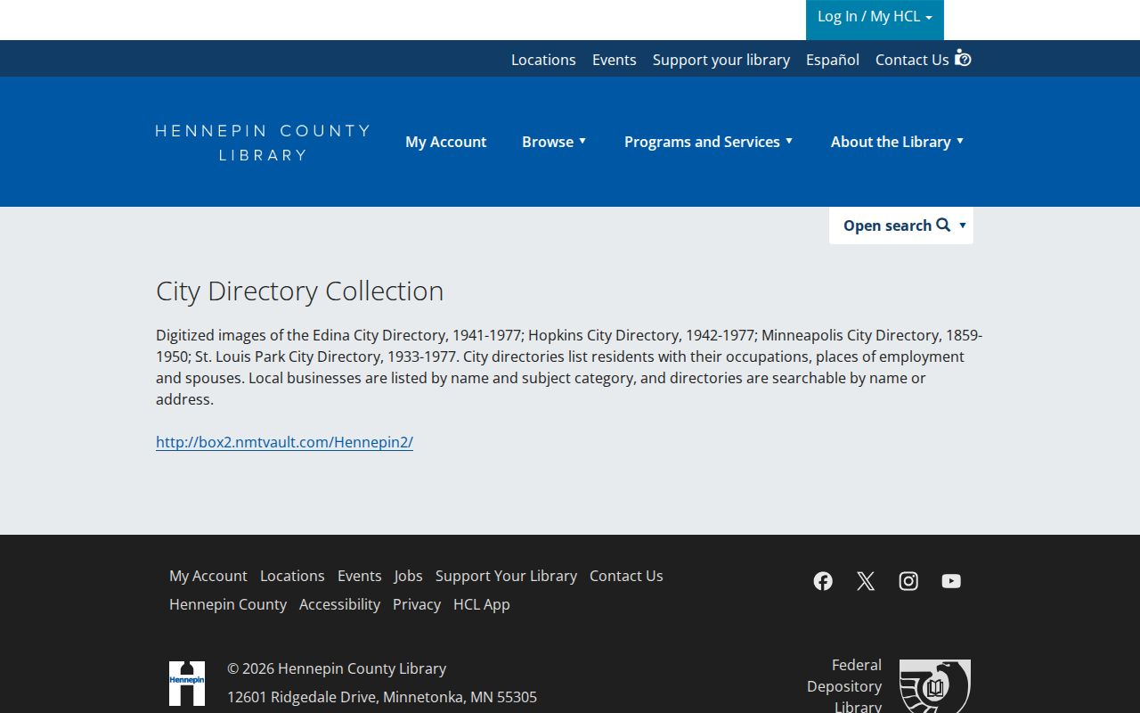 St. Louis Park street directory digitized historical directory collection