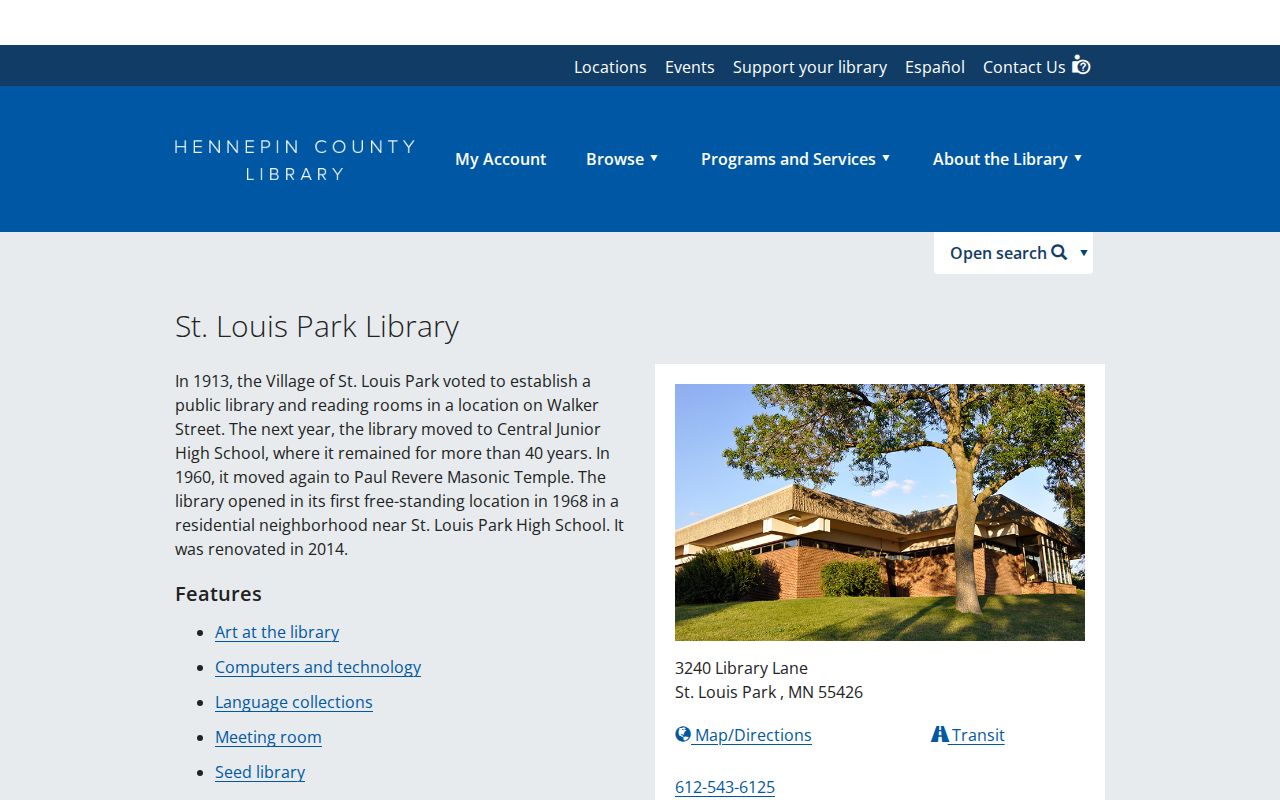 St. Louis Park residents directory local history access at the library